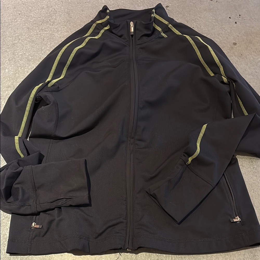 Black and yellow striped track jacket